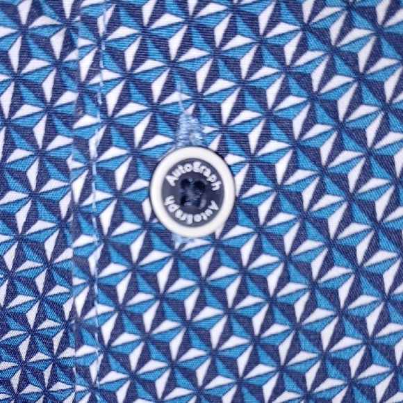 Marks & Spencer Autograph Blue Slim Fit Dress Shirt w/ Geometric Pattern, L - Picture 4 of 8